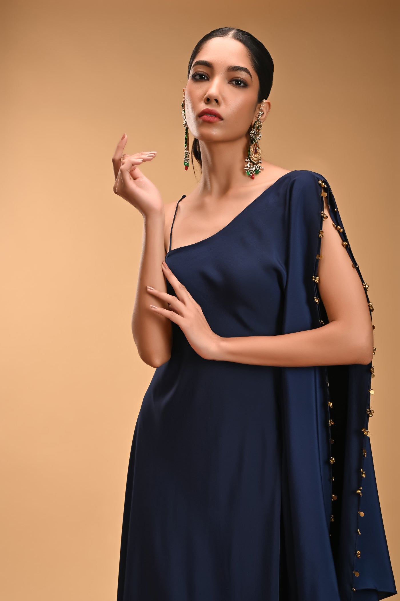 Aralam dress Blue One shopulder drape dress