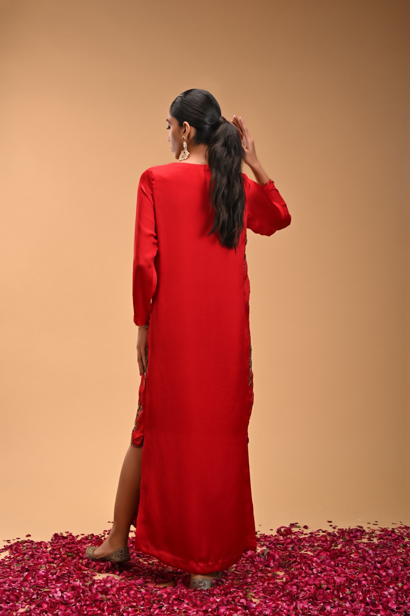 Matsya Red embroidered Dress with Dupatta