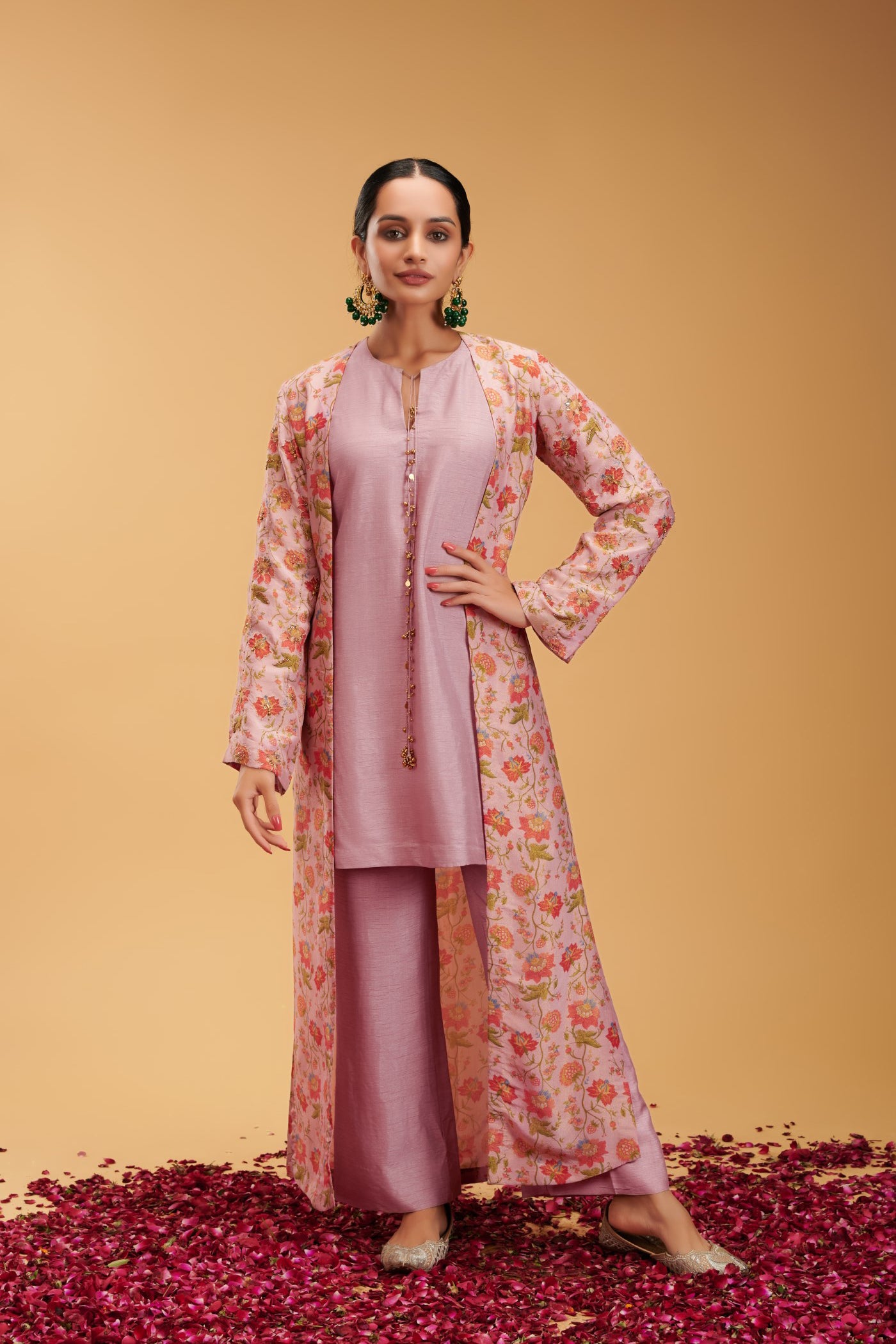 Shikhar set Pink Kurta and pants with Cape