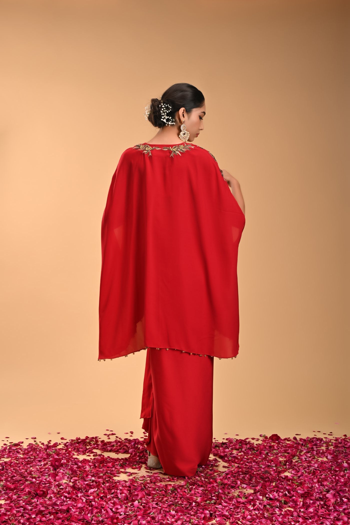 Mushti Red Mariana Silk Top with Skirt