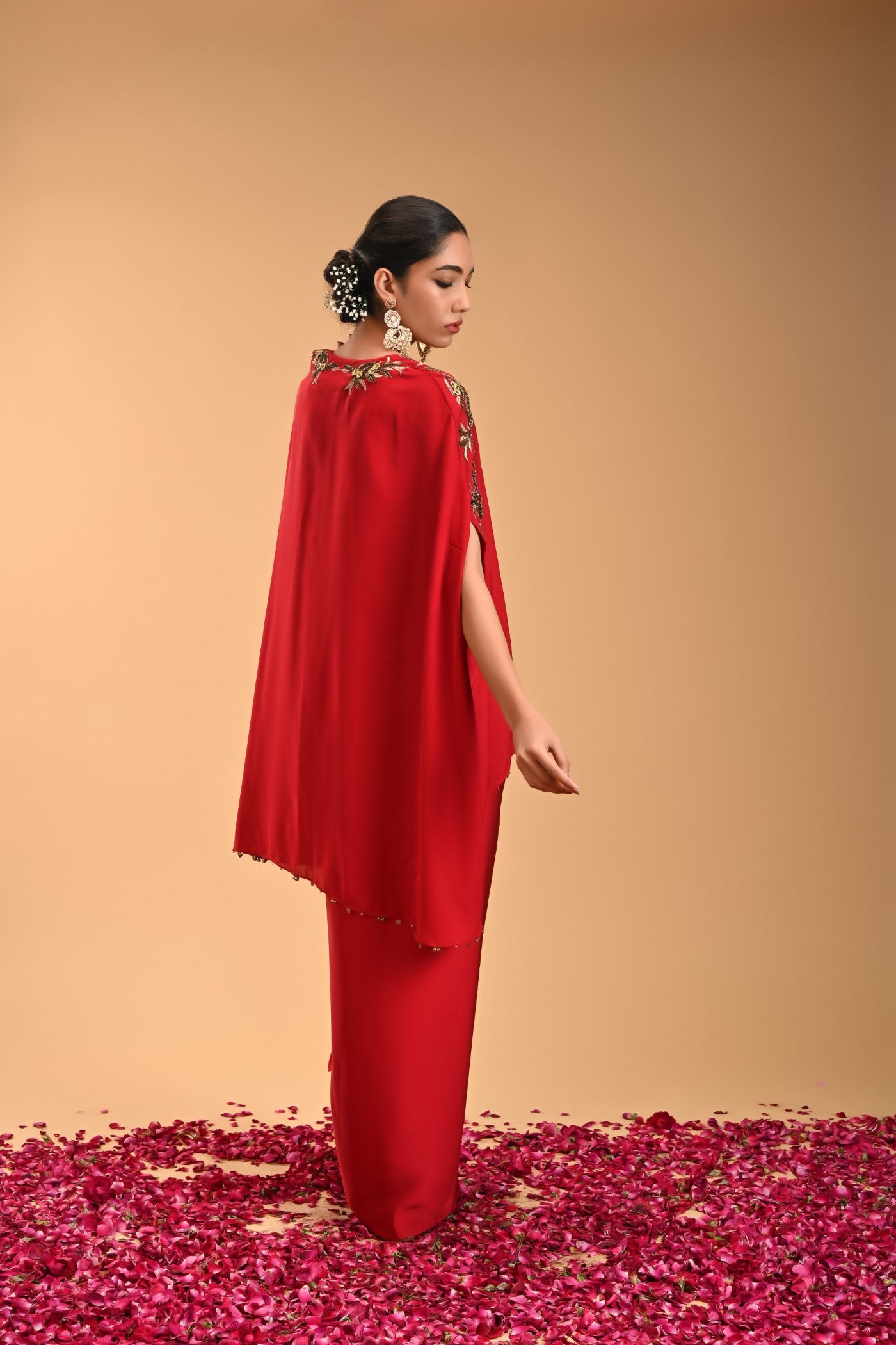 Mushti Red Mariana Silk Top with Skirt