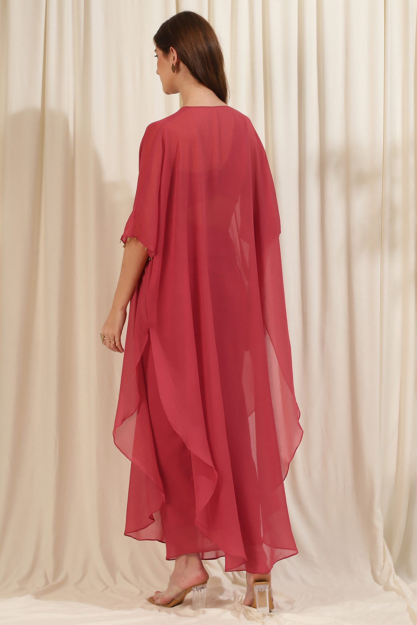 Rose Coral Chiffon Cape