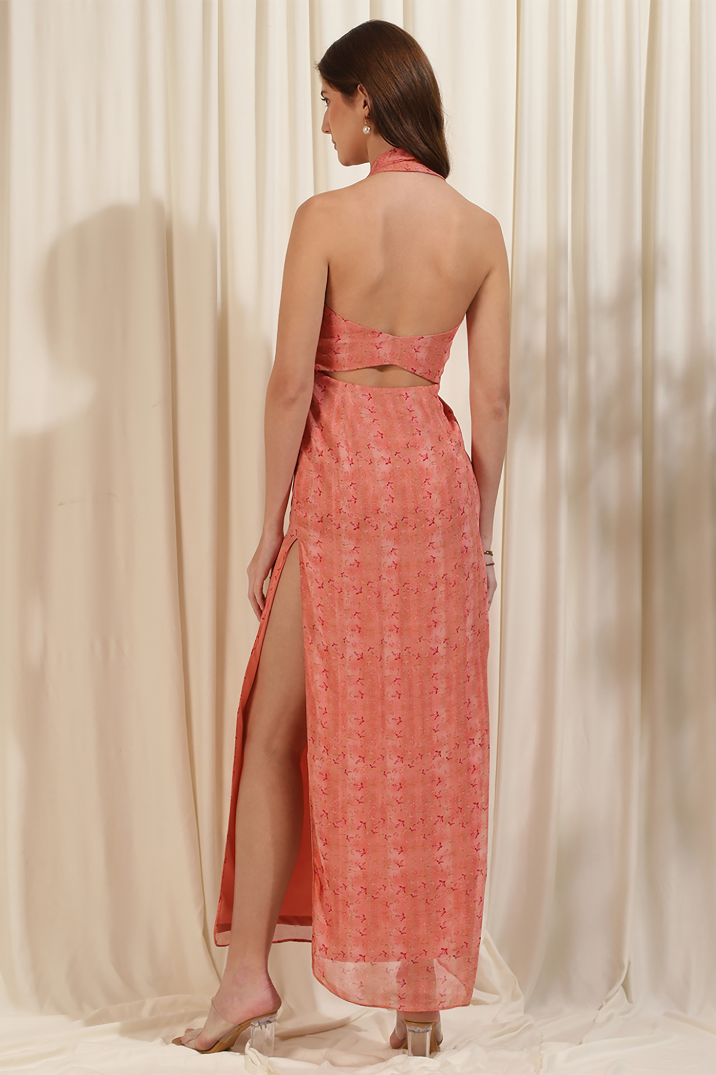 Zennia Pink georgette Maxi dress