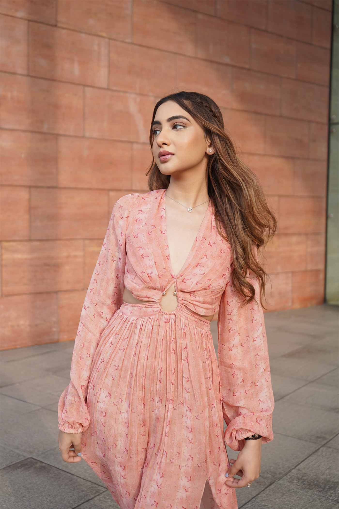 Gerbera Pink georgette dress