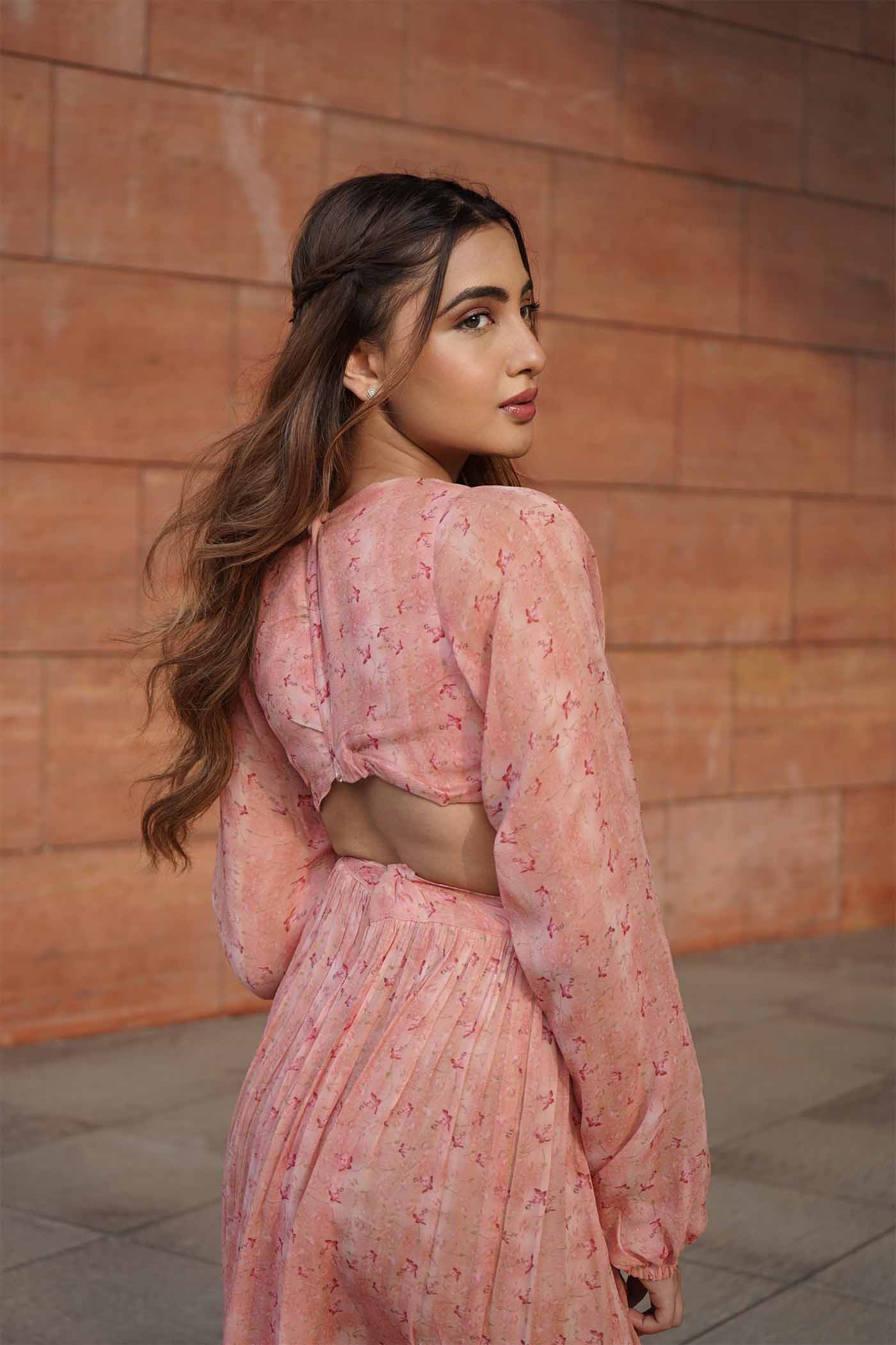 Gerbera Pink georgette dress