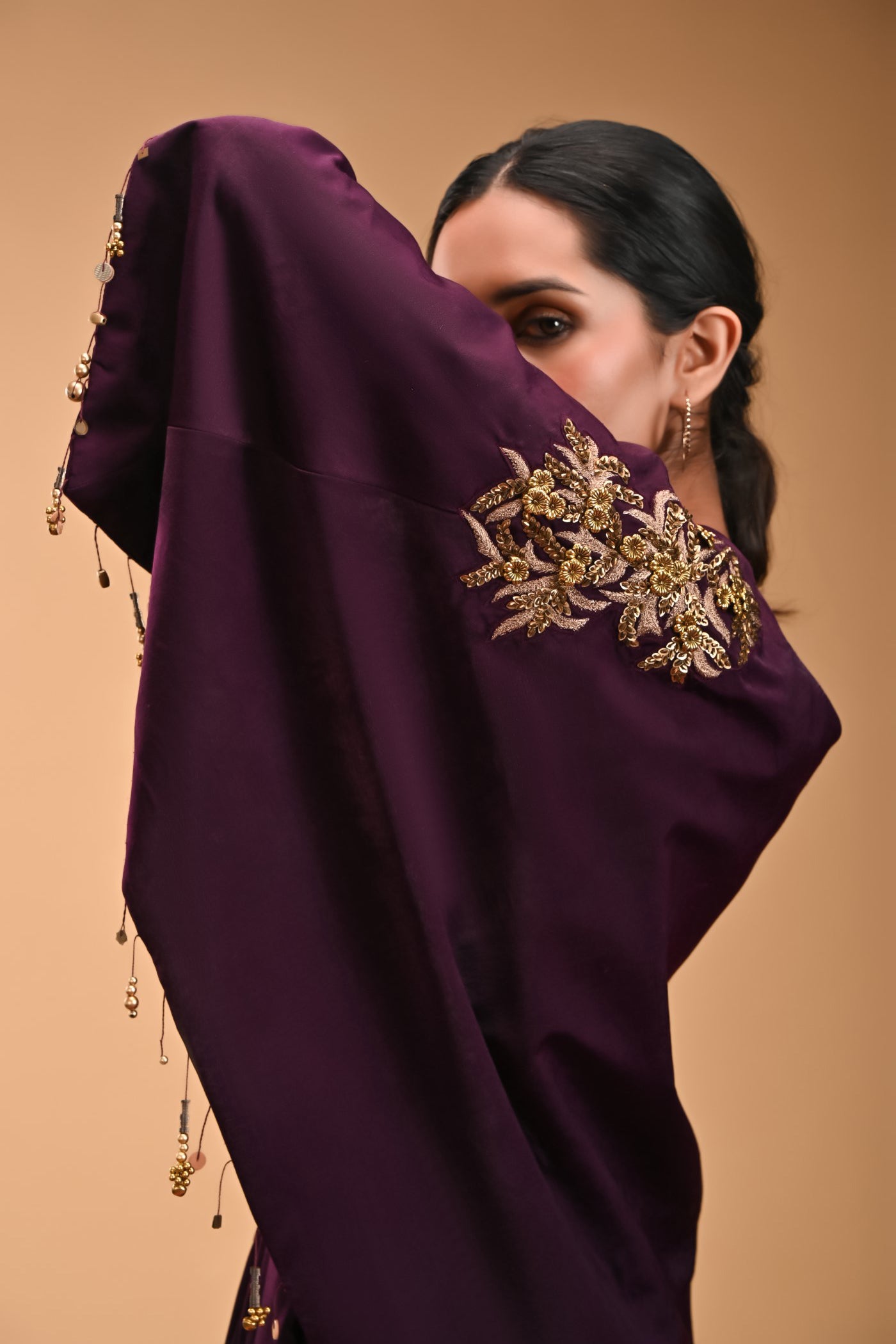 Garuda cape and blouse Purple Embroirered Cape