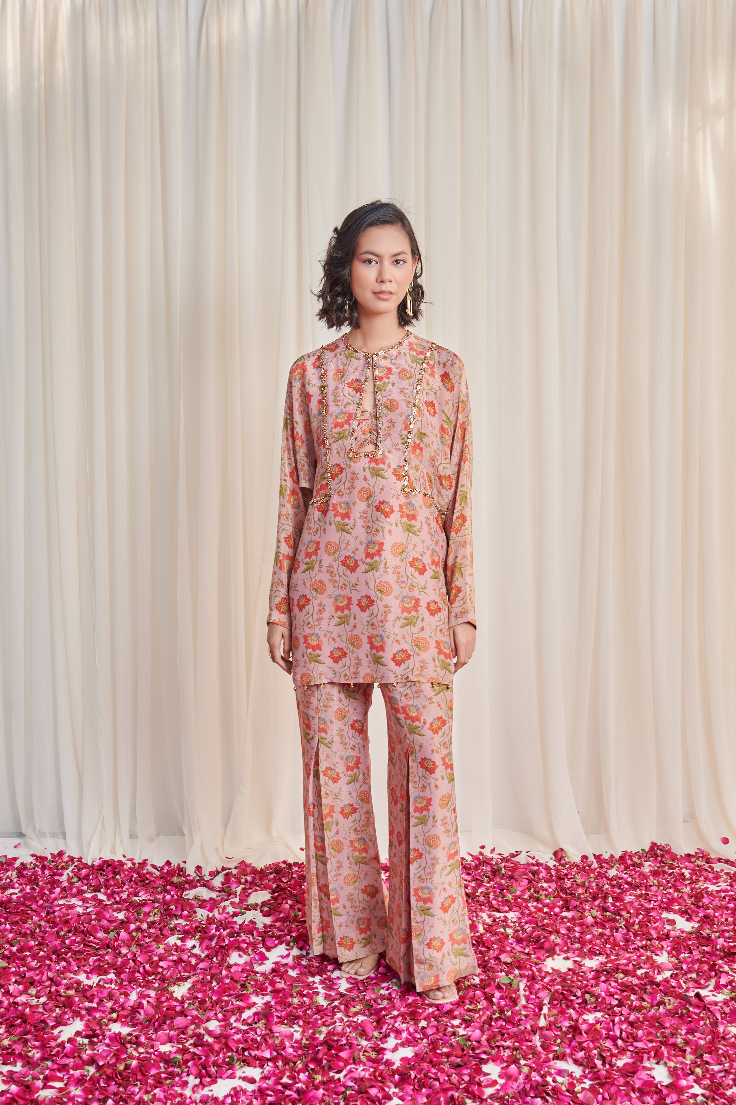 Sandash Pink Tissue Sequin Kurta with Pants