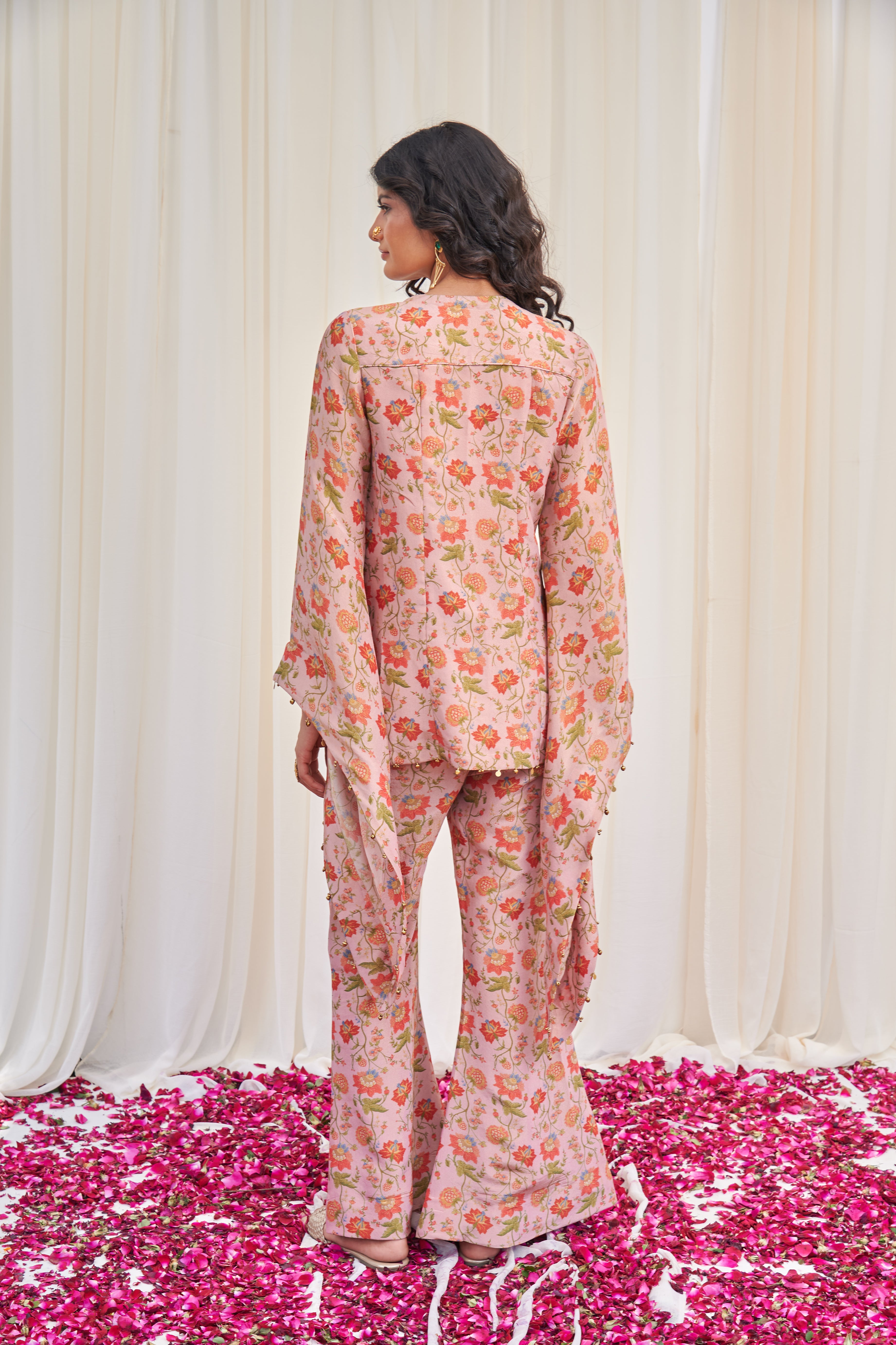 Swastika Pink Tissue Sequin Kurta with Pants